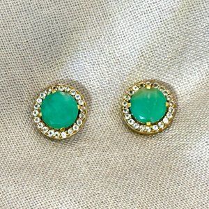 Kate Spade Turquoise, Crystal and Gold Stud Earrings